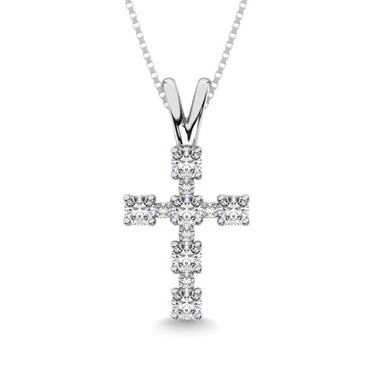 10K White Gold 1/4 Ct.Tw. Diamond Cross Pendant