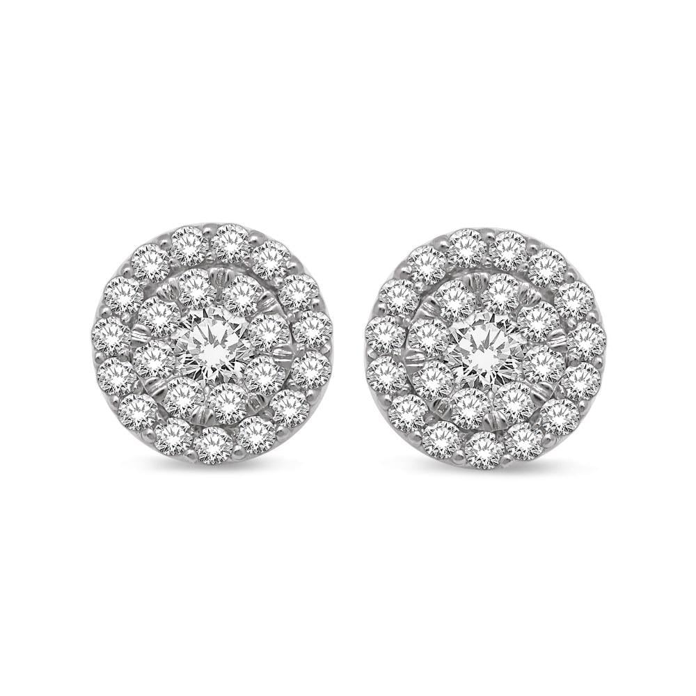 14K White Gold 1 Ct.tw Invisible Diamond Fashion Earrings