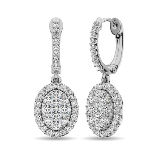 14K White Gold 1 1/2 Ct.tw Diamond Drop Earrings