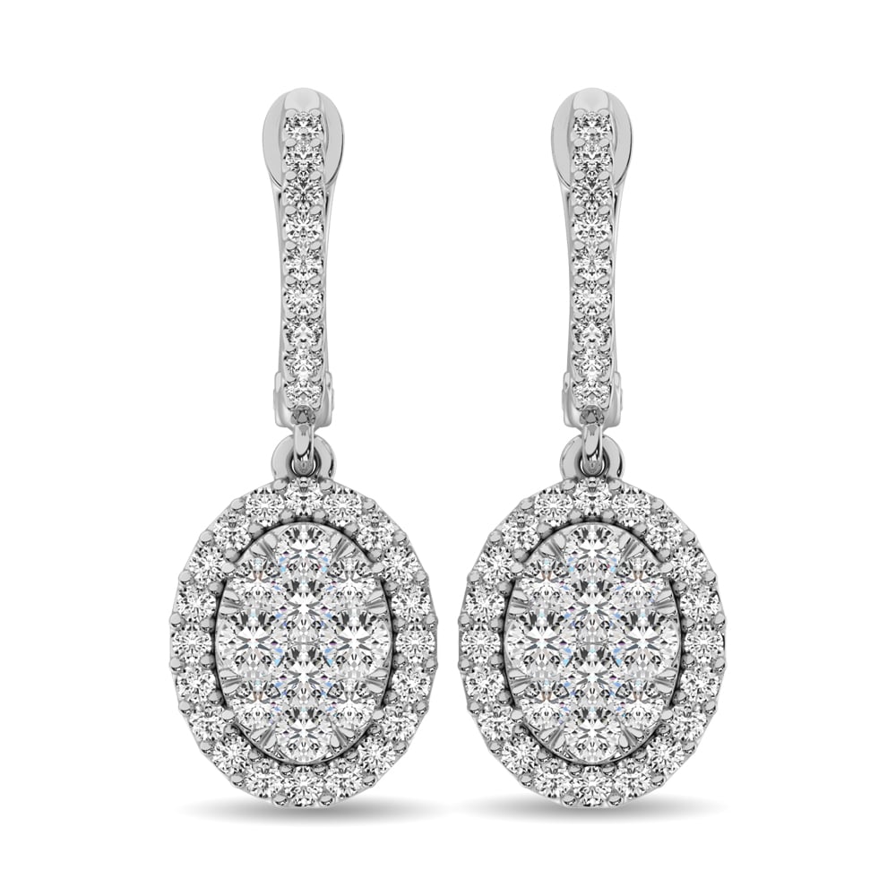 14K White Gold 1 1/2 Ct.tw Diamond Drop Earrings