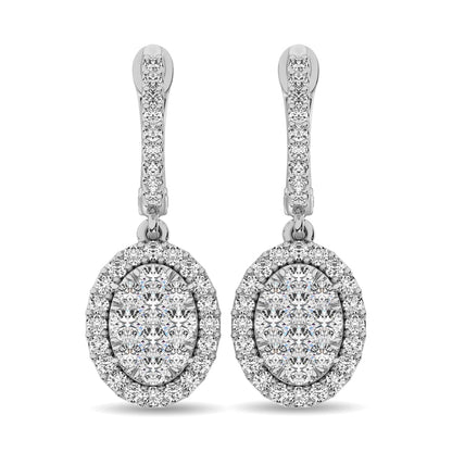 14K White Gold 1 1/2 Ct.tw Diamond Drop Earrings