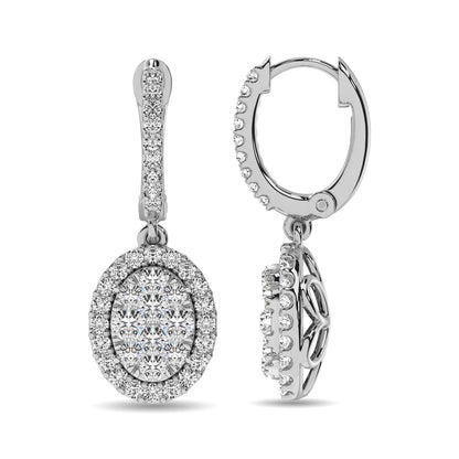 14K White Gold 1 1/2 Ct.tw Diamond Drop Earrings