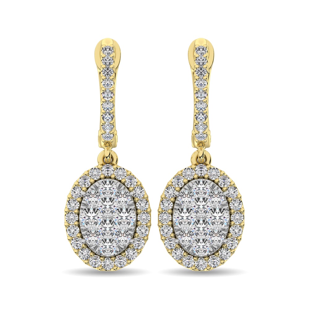 14K Yellow Gold 3/4 Ct.tw Diamond Drop Earrings