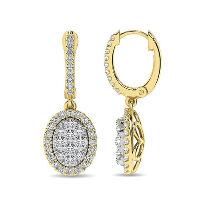 14K Yellow Gold 3/4 Ct.tw Diamond Drop Earrings