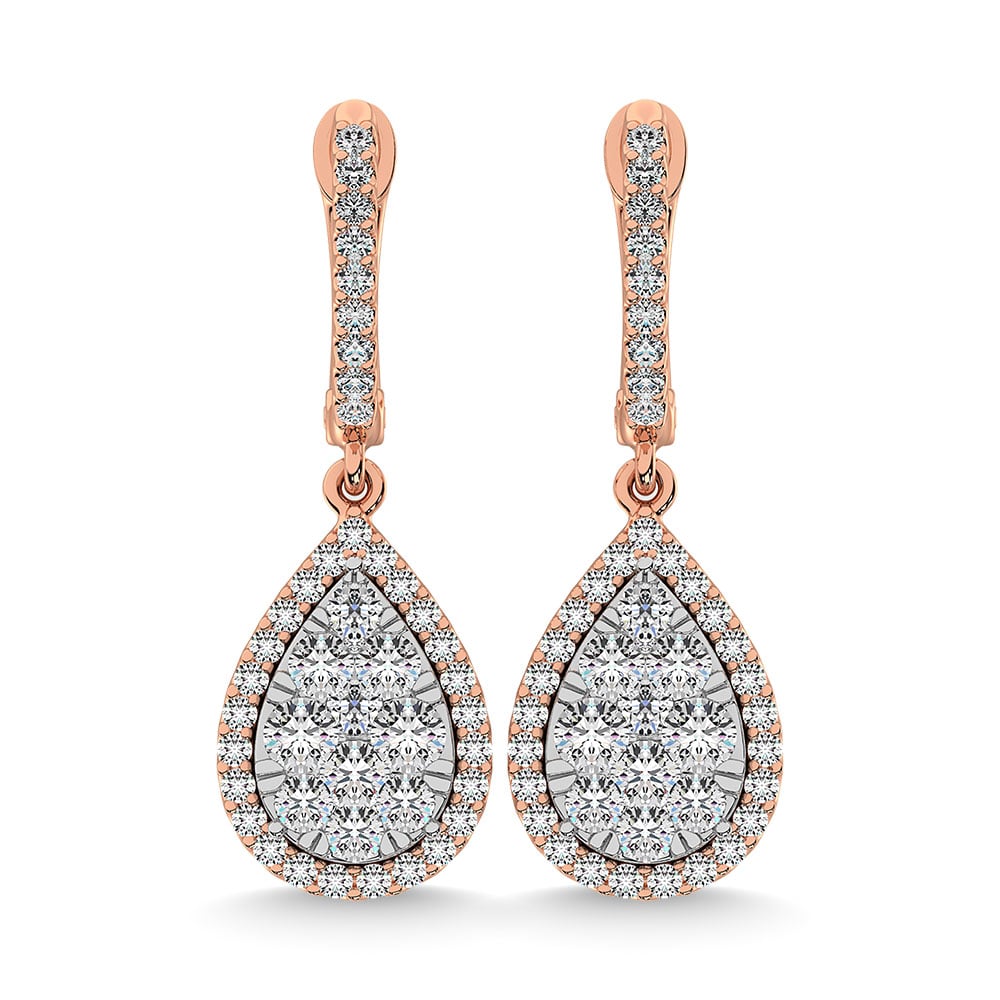 Diamond 3/4 Ct.Tw. Cluster Earrings in 14K Rose Gold