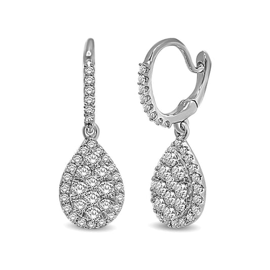 14K White Gold 1 Ct.tw Diamond Drop Earrings