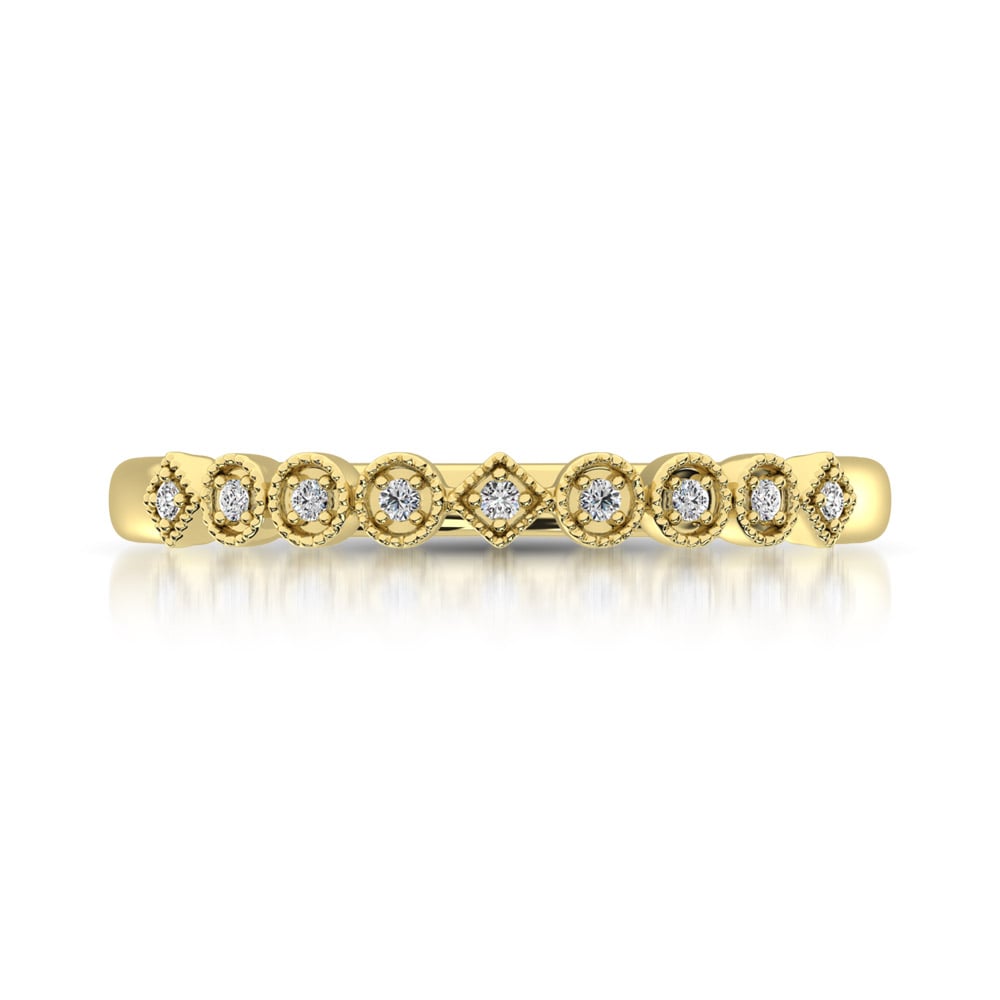 14K Yellow Gold 1/20 Ct.Tw. Diamond Stackable Band