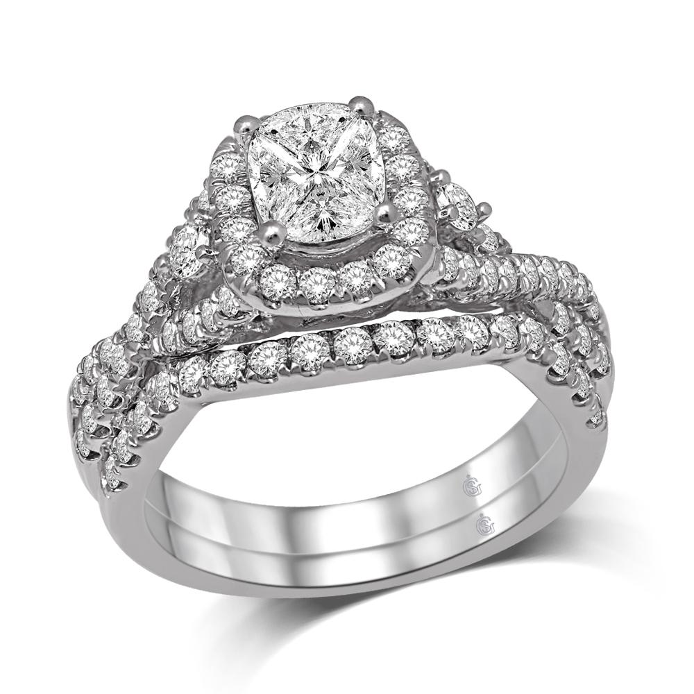 Lovecuts 14K White Gold 1 1/2 Ct.Tw. Diamond Bridal Ring