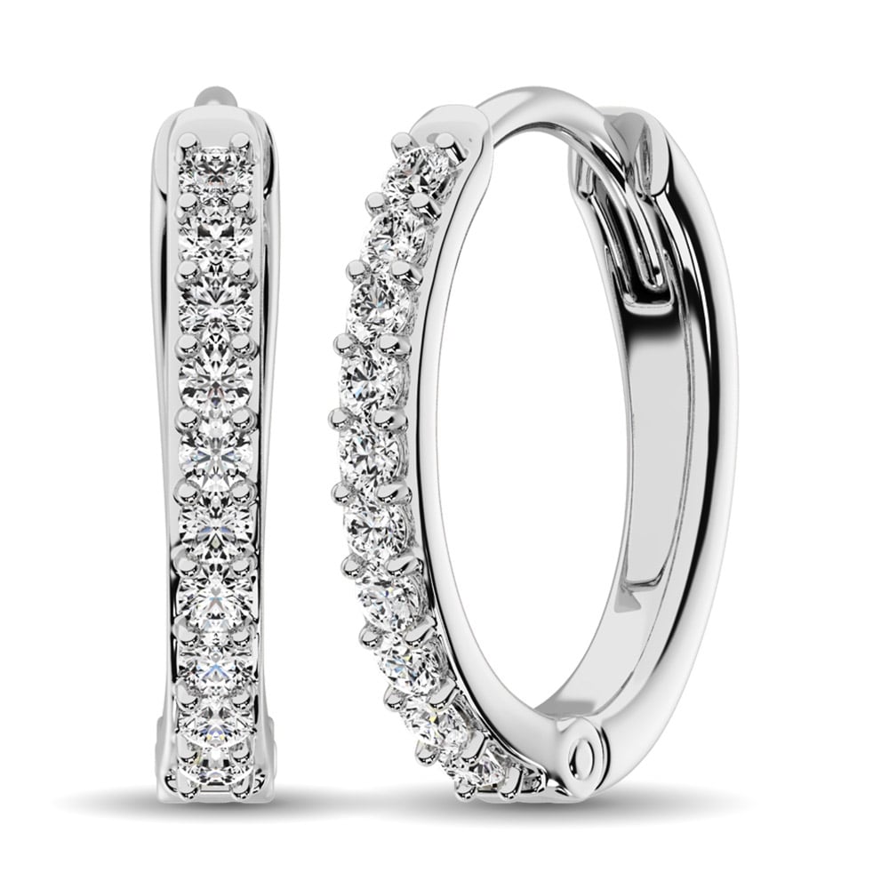 10K White Gold 1/3 Ct.tw Diamond Hoop Earrings