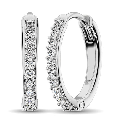 10K White Gold 1/3 Ct.tw Diamond Hoop Earrings