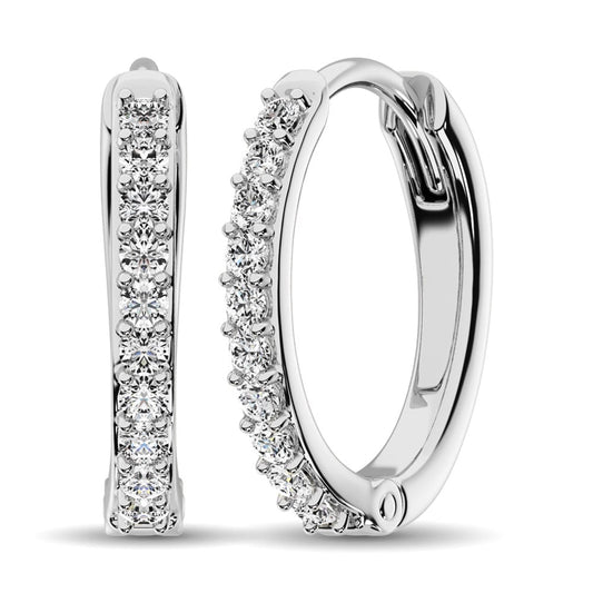 10K White Gold 1/3 Ct.tw Diamond Hoop Earrings