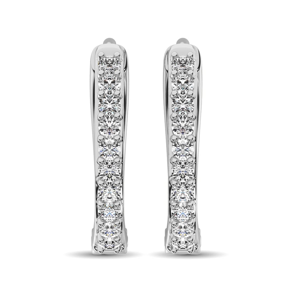 10K White Gold 1/3 Ct.tw Diamond Hoop Earrings