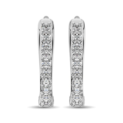 10K White Gold 1/3 Ct.tw Diamond Hoop Earrings