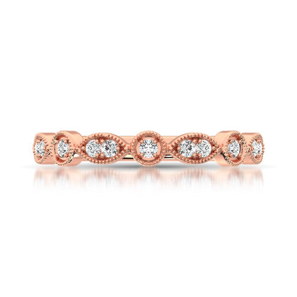 14K Rose Gold 1/8 Ct.Tw. Diamond Stackable Band
