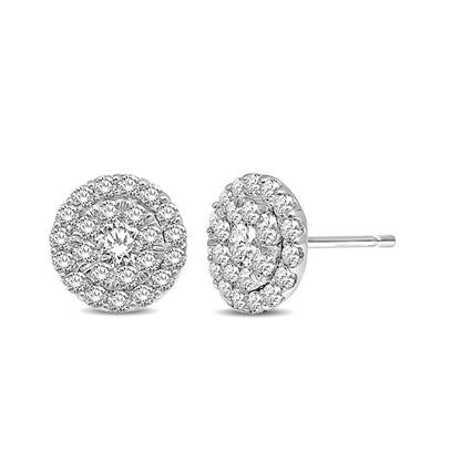 14K White Gold 1/2 Ct.tw Invisible Diamond Stud Earrings