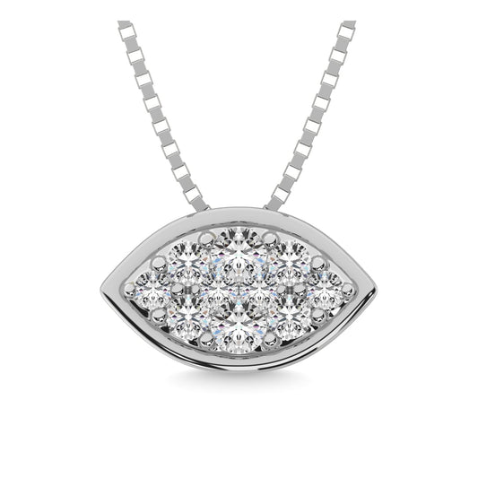 14K White Gold 1/6 Ct.tw Diamond Marquise Shape Flower Pendant