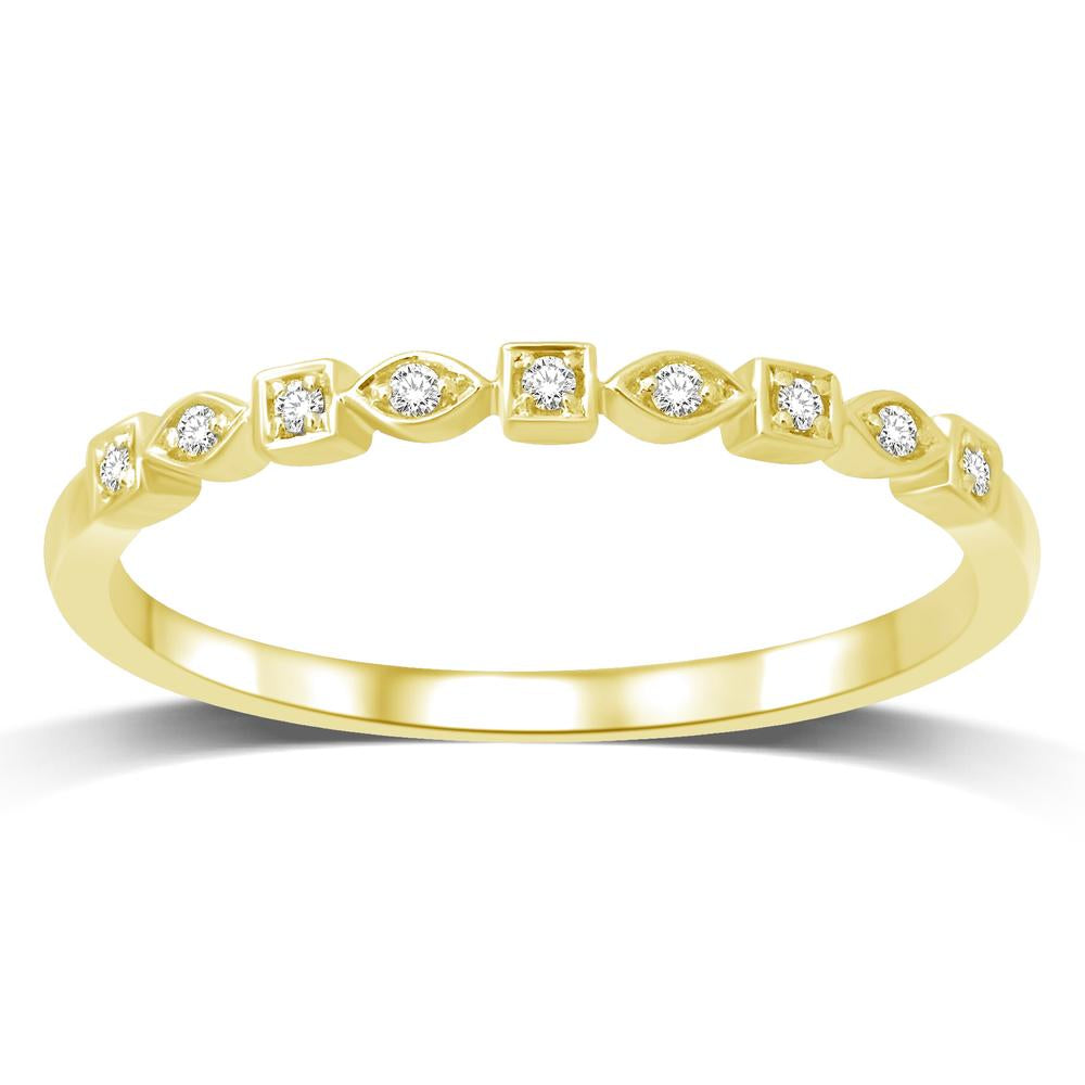 Diamond 1/20 Ct.Tw. Marquse and Square Shape Stackable Band in 14K Yellow Gold