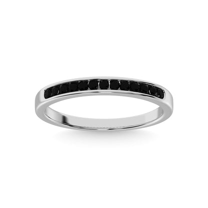 14K White Gold 1/6 Ct.tw Black Diamond Machine Band