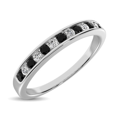 14K White Gold 1/6 Ct.tw Black & White Diamond Machine Band