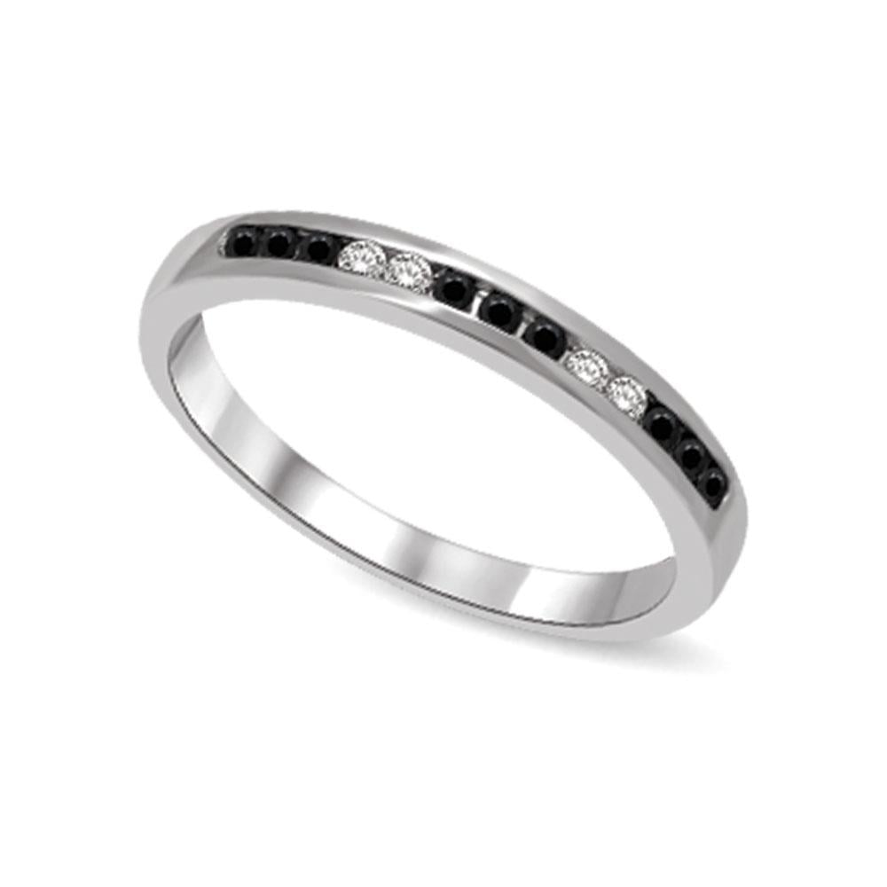 14K White Gold 1/6 Ct.tw Black & White Diamond Machine Band