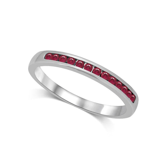 14K White Gold 1/5 Ct.tw Ruby Machine Band