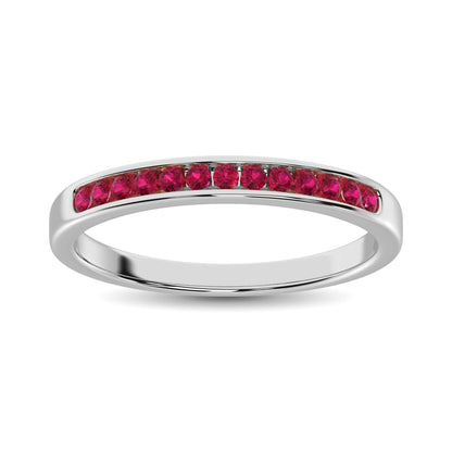14K White Gold 1/5 Ct.tw Ruby Machine Band