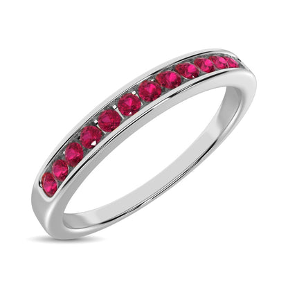 14K White Gold 1/5 Ct.tw Ruby Machine Band