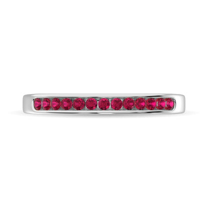 14K White Gold 1/5 Ct.tw Ruby Machine Band