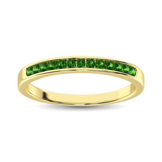 14K Yellow Gold 1/5 Ct.tw Tsavorite Machine Band