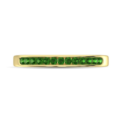 14K Yellow Gold 1/5 Ct.tw Tsavorite Machine Band