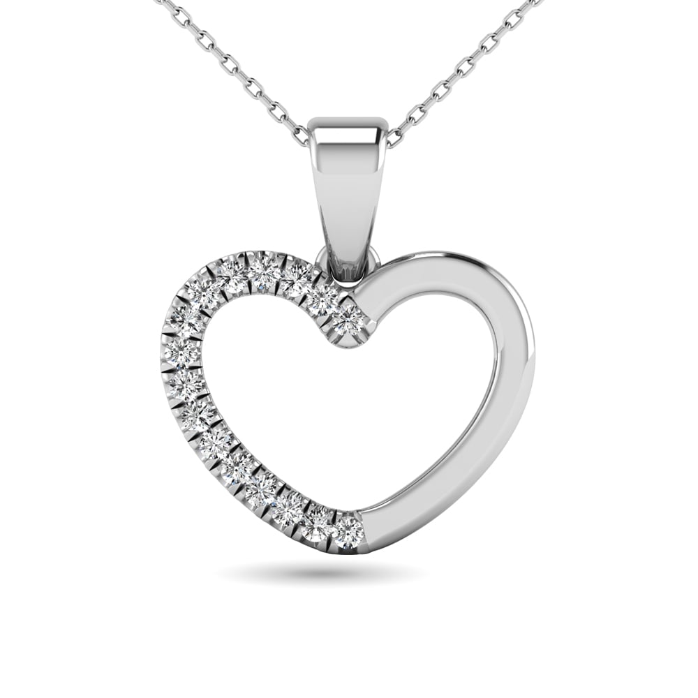 10K White Gold 1/10 Ct.tw Diamond Heart Pendant