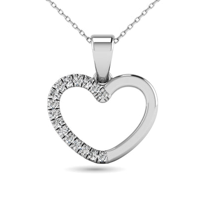 10K White Gold 1/10 Ct.tw Diamond Heart Pendant