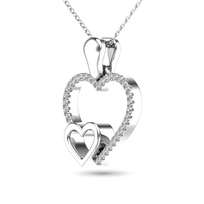 10K White Gold 1/20 Ct.tw Diamond Double Heart Pendant