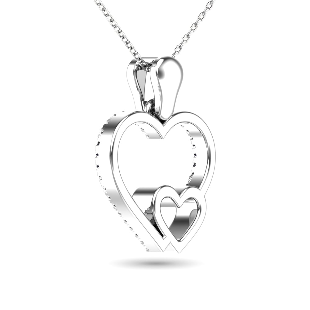 10K White Gold 1/20 Ct.tw Diamond Double Heart Pendant