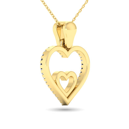 10K Yellow Gold 1/10 Ct.tw Diamond Double Heart Pendant