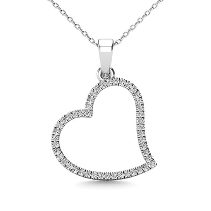 10K White Gold 1/6 Ct.tw Diamond Heart Pendant