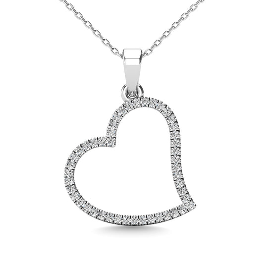 10K White Gold 1/6 Ct.tw Diamond Heart Pendant