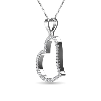 10K White Gold 1/6 Ct.tw Diamond Heart Pendant
