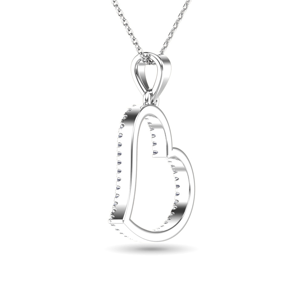 10K White Gold 1/6 Ct.tw Diamond Heart Pendant