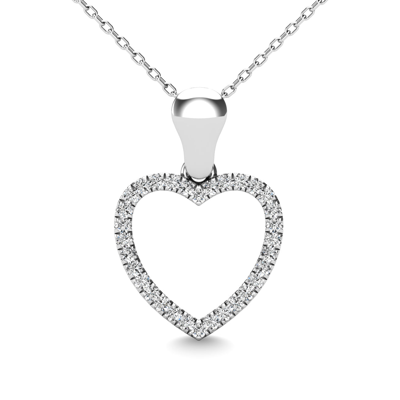 10K White Gold 1/10 Ct.tw Diamond Heart Pendant