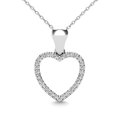 10K White Gold 1/10 Ct.tw Diamond Heart Pendant