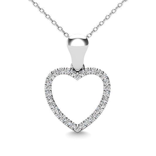 10K White Gold 1/10 Ct.tw Diamond Heart Pendant