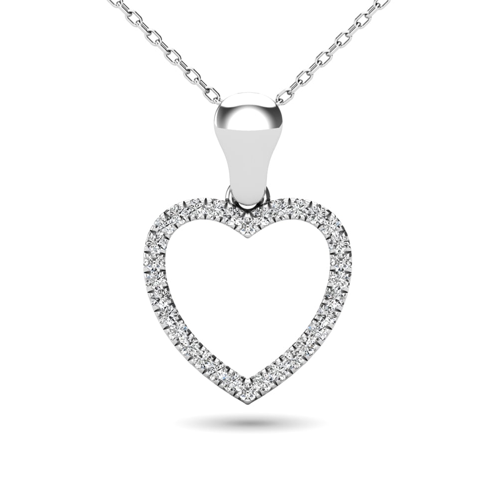 10K White Gold 1/10 Ct.tw Diamond Heart Pendant