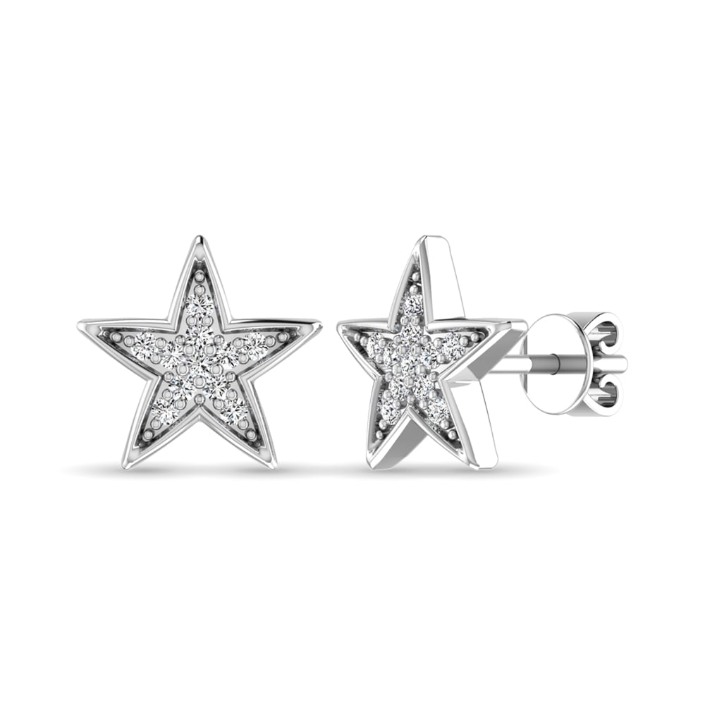 10K White Gold 1/20 Ct.tw Diamond Twinkle Star Earrings