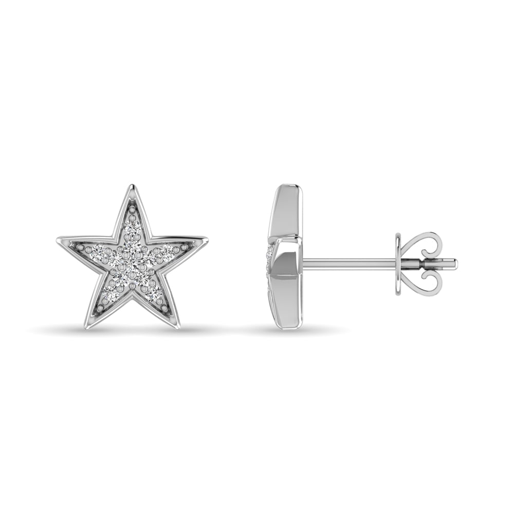 10K White Gold 1/20 Ct.tw Diamond Twinkle Star Earrings
