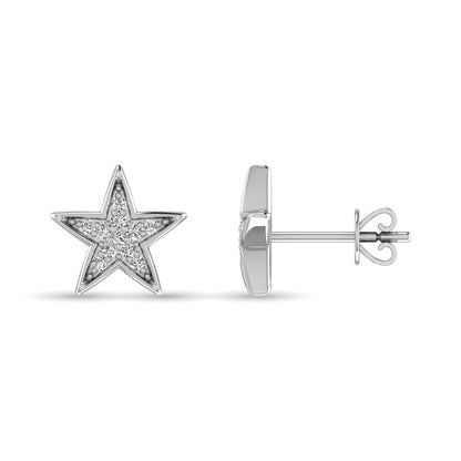 10K White Gold 1/20 Ct.tw Diamond Twinkle Star Earrings