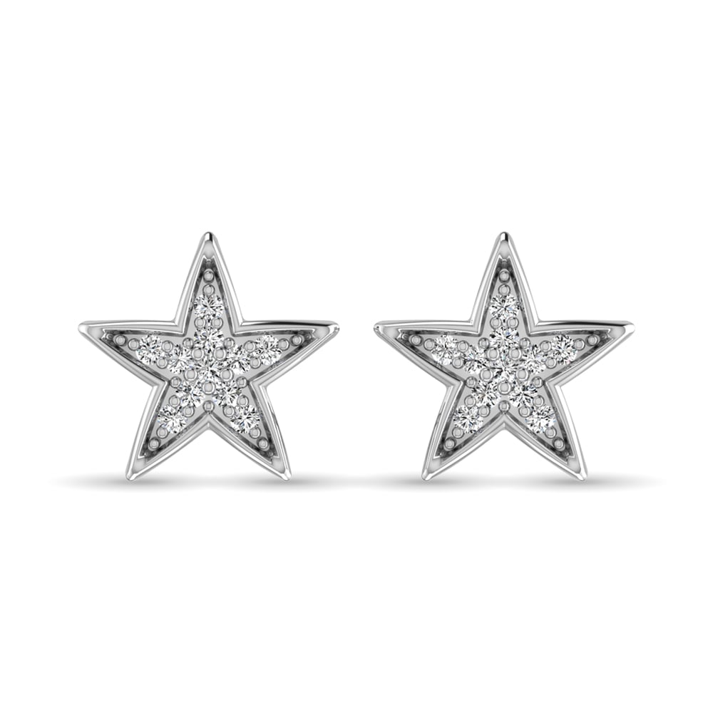 10K White Gold 1/20 Ct.tw Diamond Twinkle Star Earrings