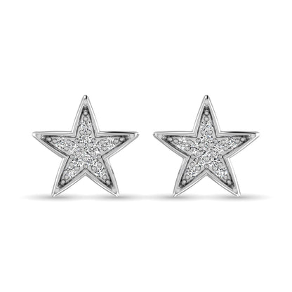 10K White Gold 1/20 Ct.tw Diamond Twinkle Star Earrings
