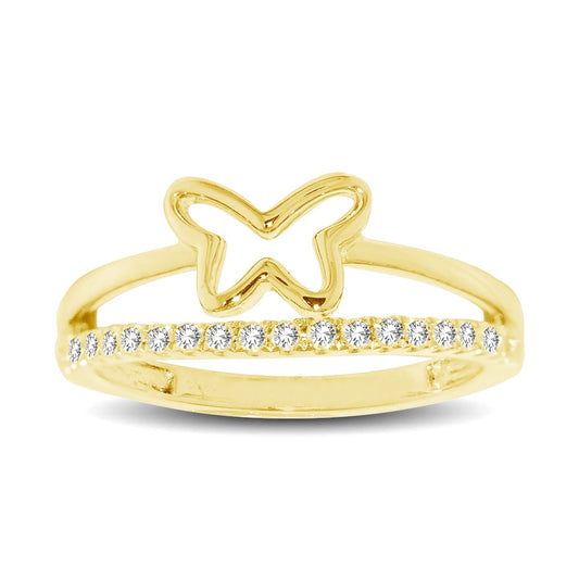 10K Yellow Gold 1/5 Ct.tw Diamond Butterfly Ring