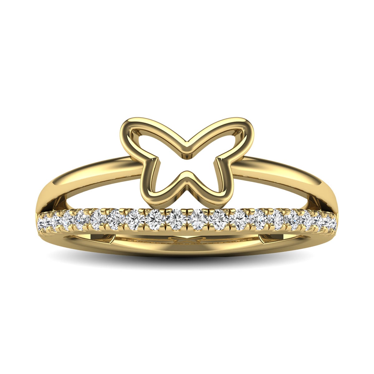 10K Yellow Gold 1/5 Ct.tw Diamond Butterfly Ring